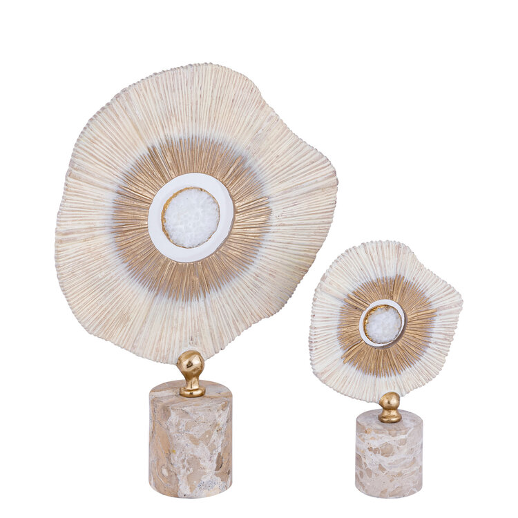 PTMD Collection Rella Beige ornament aluminium marmer center stone Large