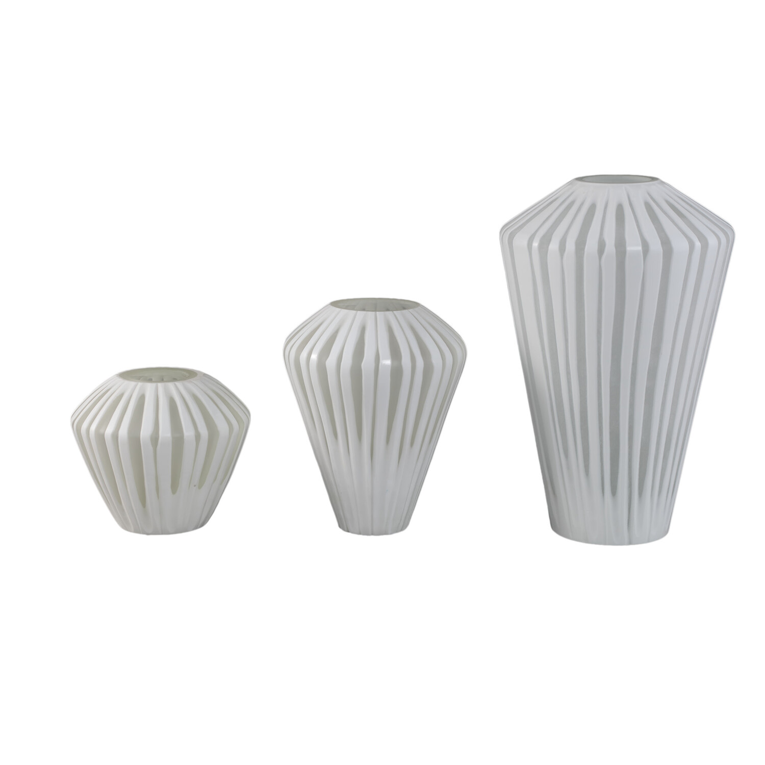 PTMD Collection Ireka White vaas handgesneden hoekig glas rond Medium