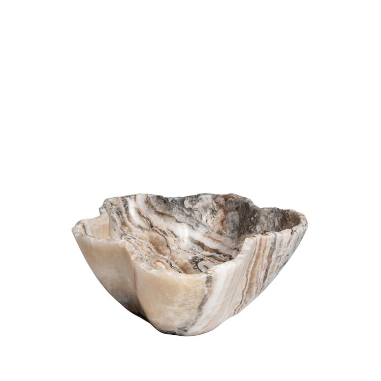PTMD Collection Brooker Onyx Lapis stenen schaal met golvende rand