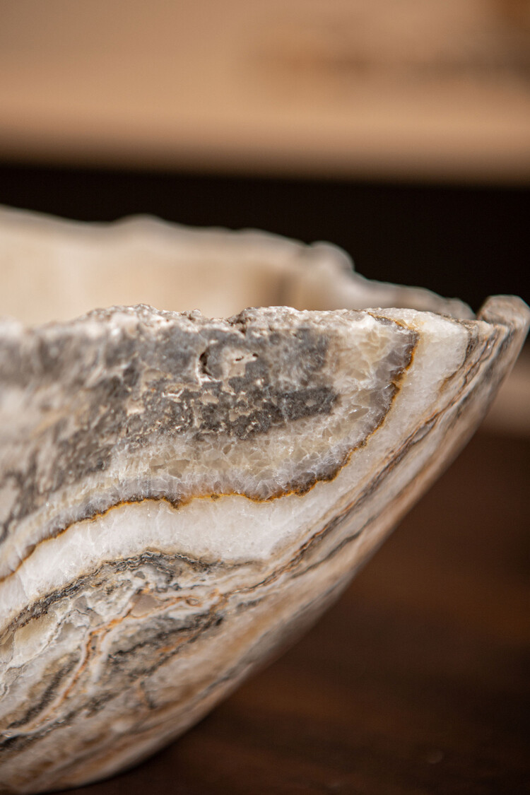 PTMD Collection Brooker Onyx Lapis stenen schaal met golvende rand
