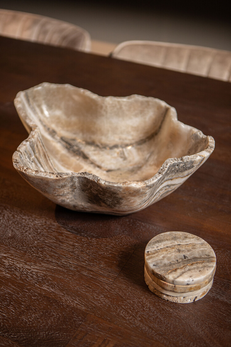 PTMD Collection Brooker Onyx Lapis stenen schaal met golvende rand