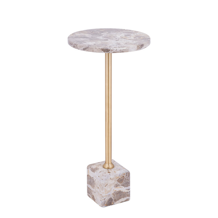 PTMD Collection Ebe Beige Marble bijzettafel marmer rond blad Hoog