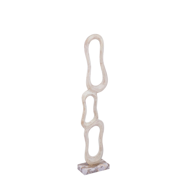PTMD Collection Camare Beige aluminium ornament op marmer voet Medium