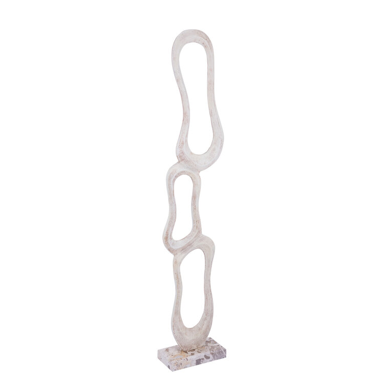 PTMD Collection Camare Beige aluminium ornament op marmer voet Large