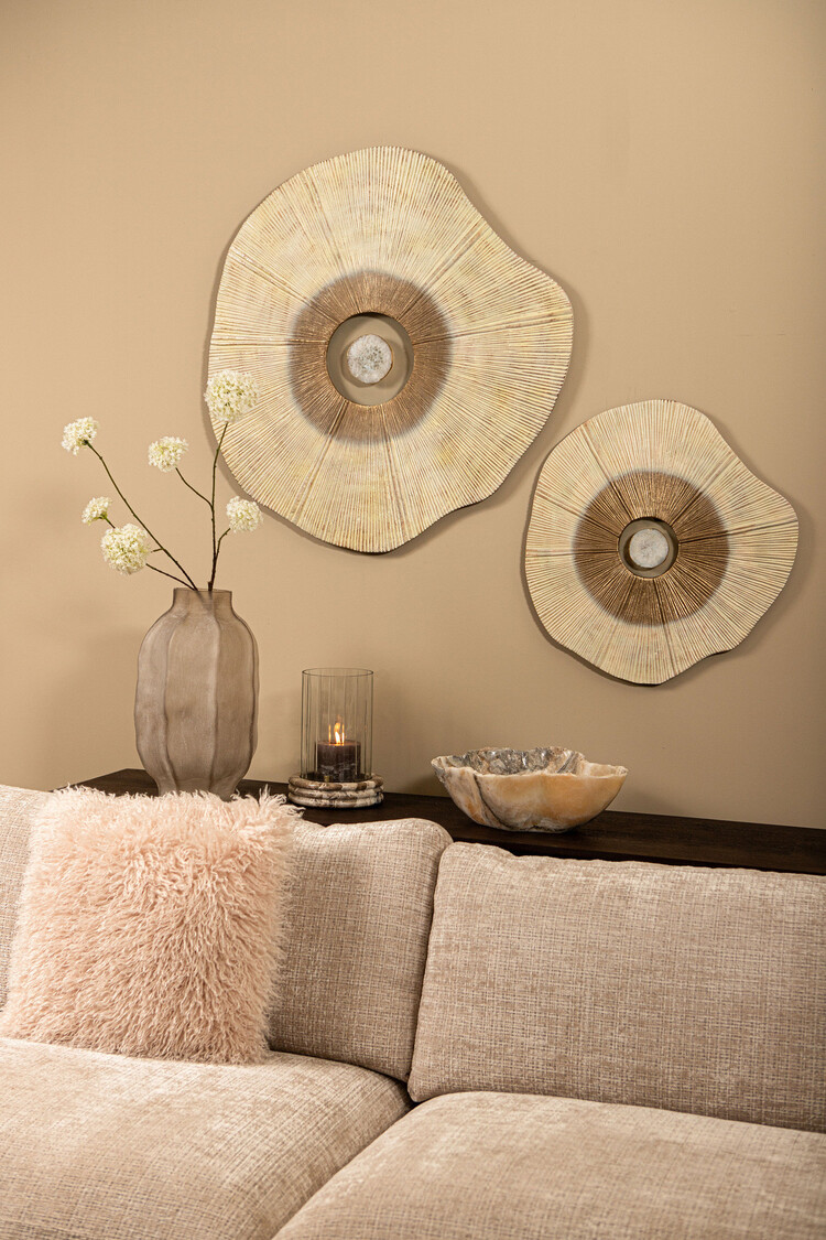 PTMD Collection Rella Beige organisch wandpaneel aluminium center stone Large