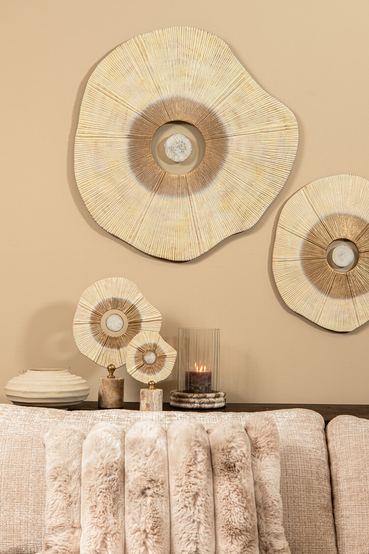 PTMD Collection Rella Beige organisch wandpaneel aluminium center stone Small