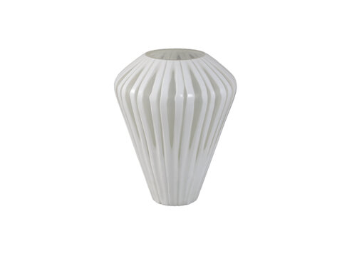 PTMD Collection Ireka White vaas handgesneden hoekig glas rond Medium