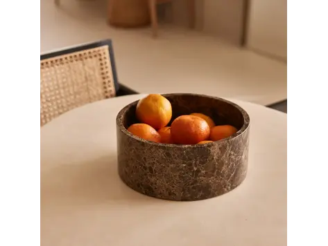 Fruitschaal marmer bruin rond Ø24x10cm