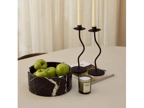 Fruitschaal marmer zwart rond Ø24x10cm