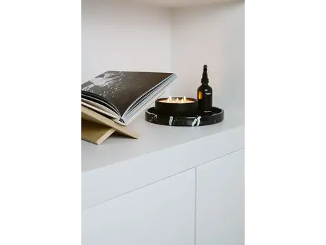 Dienblad marmer zwart rond met rand Ø30 cm