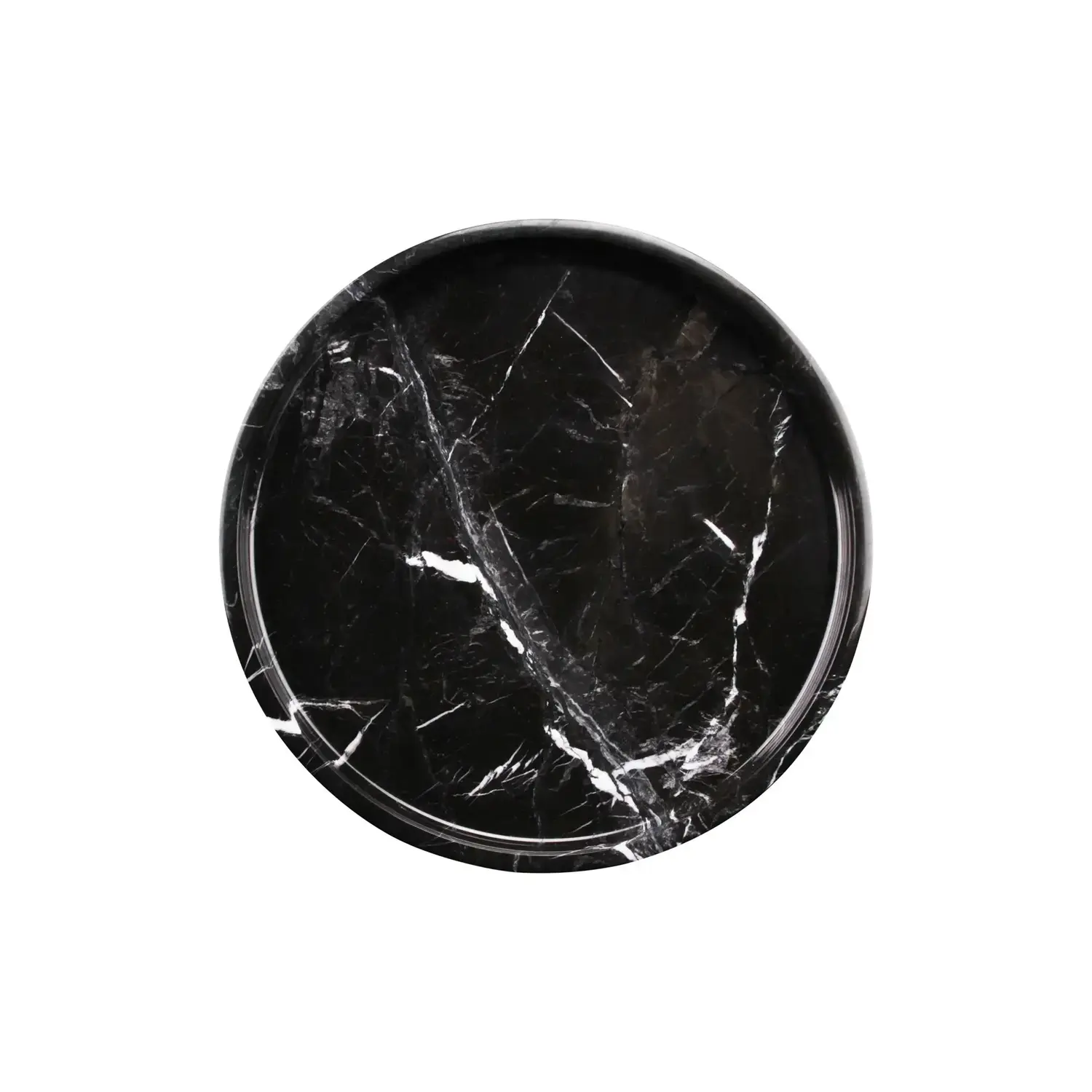 Dienblad marmer zwart rond met rand Ø30 cm