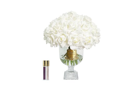 Côte Noire Luxury Versailles White Rose Bouquet Gold Badge