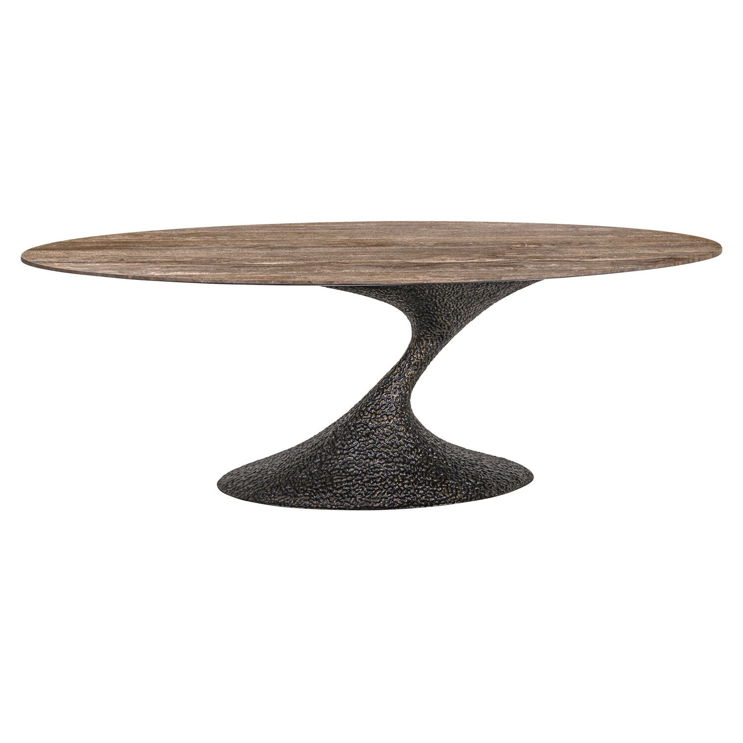 Richmond Interiors Eettafel Russo bruin travertine aluminium ovaal 235 cm