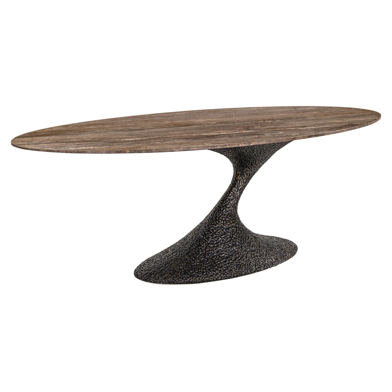 Richmond Interiors Eettafel Russo bruin travertine aluminium ovaal 235 cm