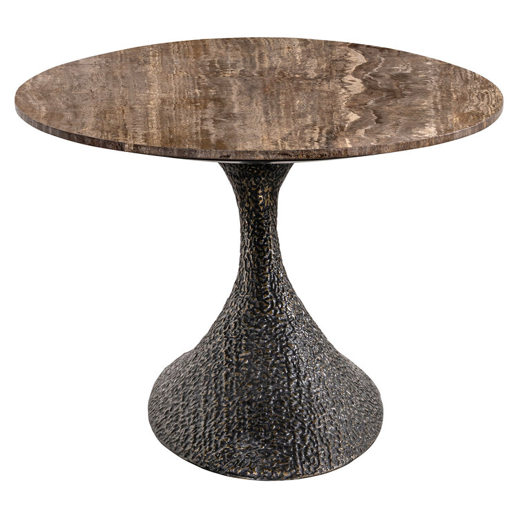 Richmond Interiors Eettafel Russo bruin travertine aluminium ovaal 235 cm