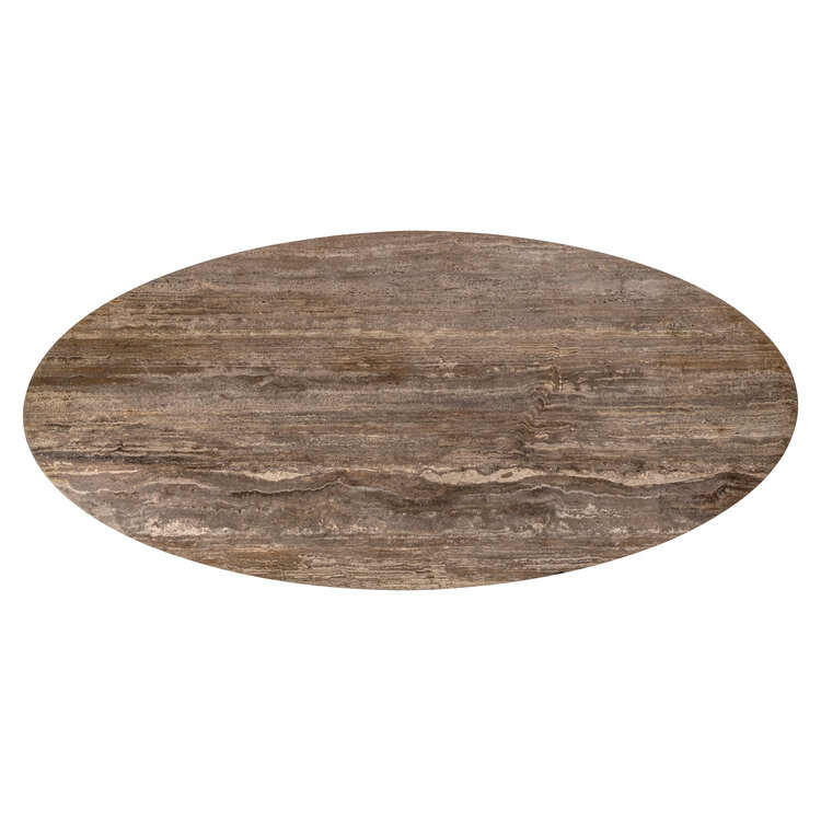 Richmond Interiors Eettafel Russo bruin travertine aluminium ovaal 235 cm