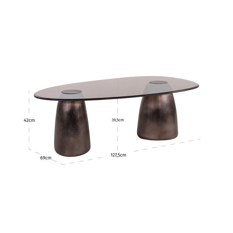 Richmond Interiors Salontafel Hayden Bronze aluminium glas ovaal