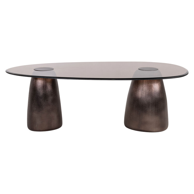Richmond Interiors Salontafel Hayden Bronze aluminium glas ovaal