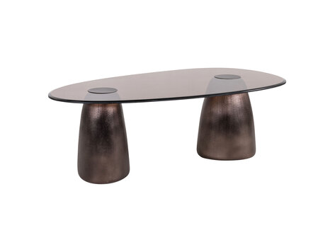 Richmond Interiors Salontafel Hayden Bronze aluminium glas ovaal