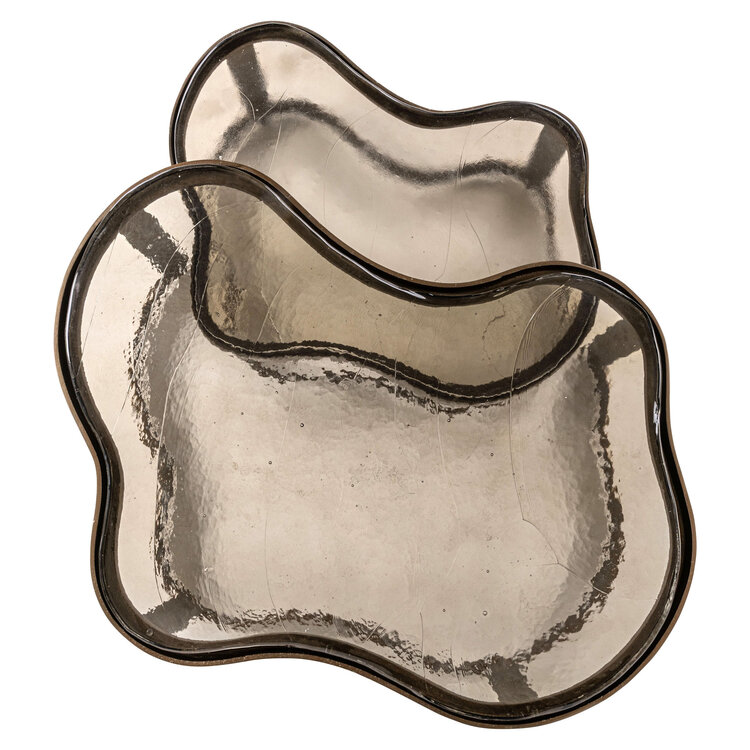 Richmond Interiors Salontafel Fairfield brass antique glas aluminium Set van 2