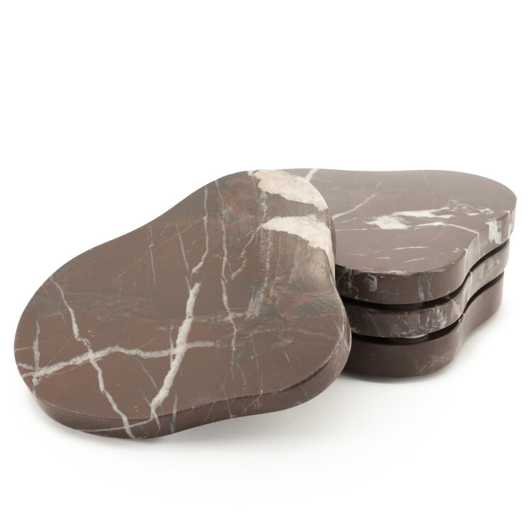 By-Boo Onderzetter Coaster Rosso marmer set van 4