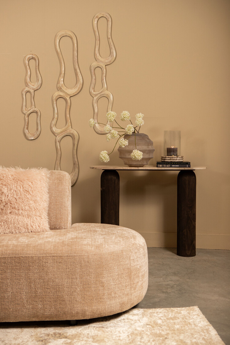 PTMD Collection Jolee Clear Marble windlicht met carved glas rond Small