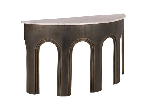 Richmond Interiors Console wandtafel Sanchis Brass Antique aluminium marmer