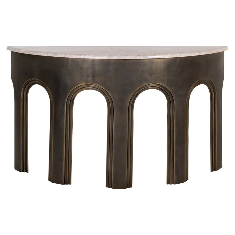 Richmond Interiors Console wandtafel Sanchis Brass Antique aluminium marmer