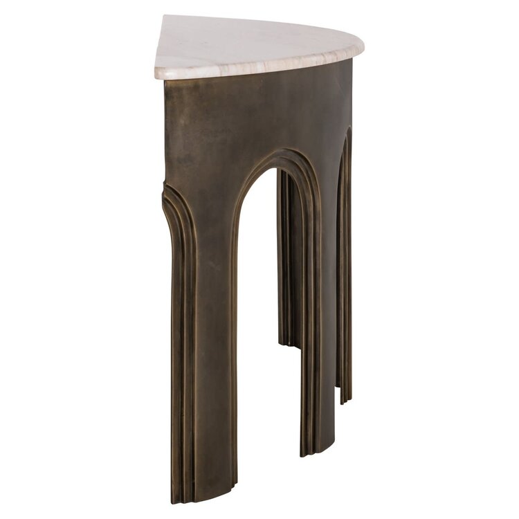 Richmond Interiors Console wandtafel Sanchis Brass Antique aluminium marmer