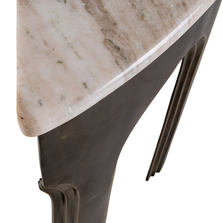 Richmond Interiors Console wandtafel Sanchis Brass Antique aluminium marmer