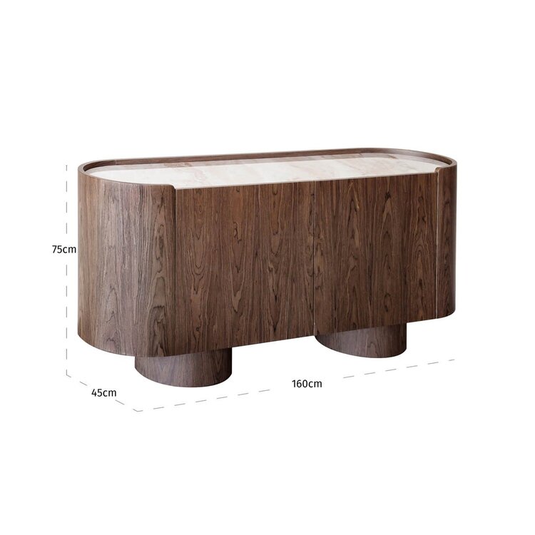 Richmond Interiors Dressoir Callahan brown 2-deurs keramiek ovaal