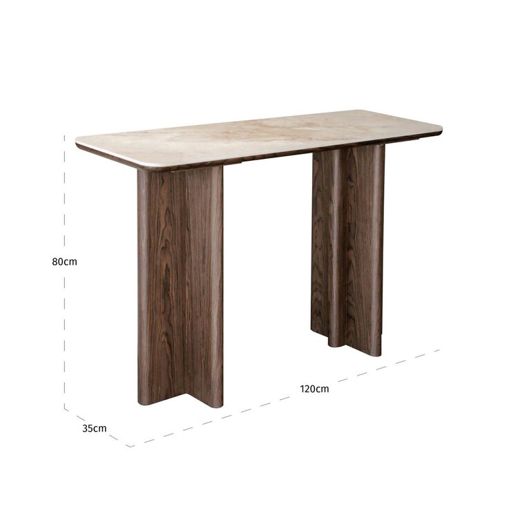 Richmond Interiors Console wandtafel Colson brown keramiek rechthoek