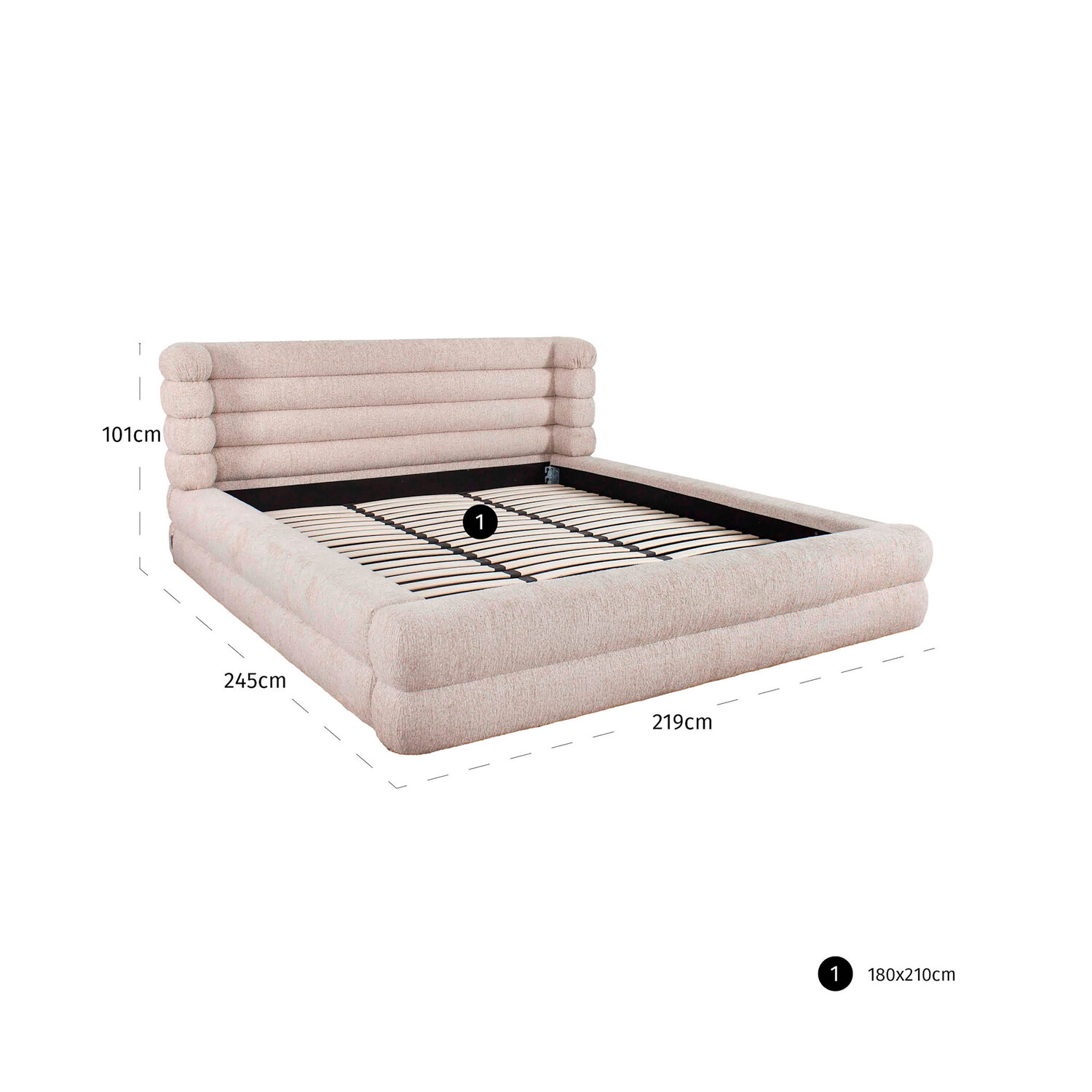 Richmond Interiors Bed Obidis natural linear met opbergruimte 180x210 cm