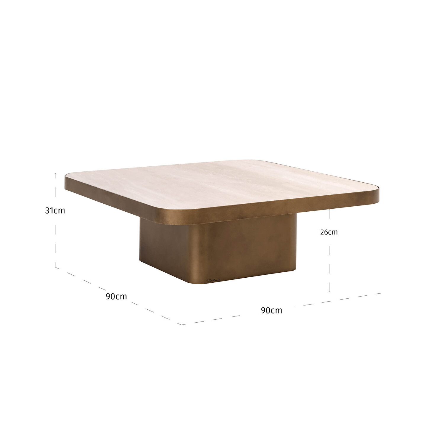 Richmond Interiors Salontafel Claridge beige cumulus 90x90 cm