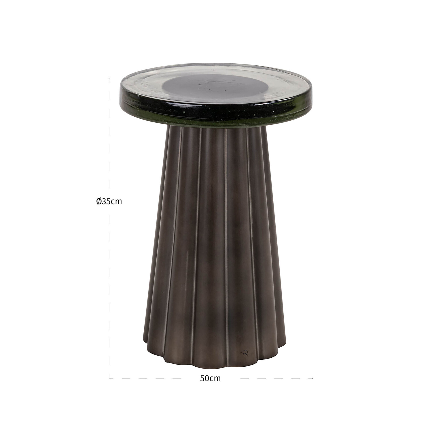 Richmond Interiors Bijzettafel Barwick brass antique glas Ø35 cm