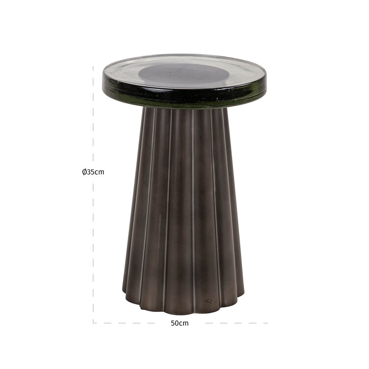 Richmond Interiors Bijzettafel Barwick brass antique glas Ø35 cm