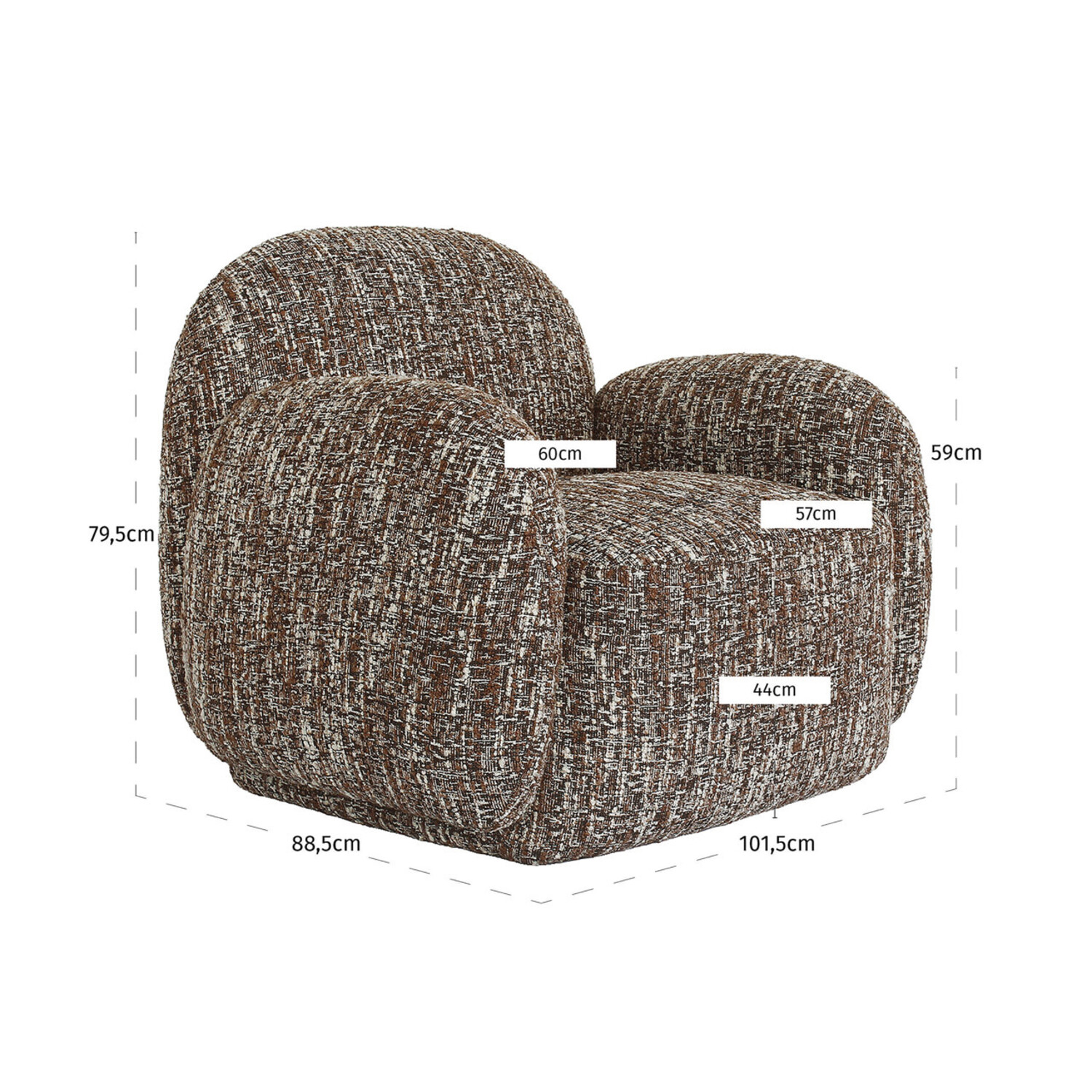 Richmond Interiors Loungestoel fauteuil Roxy terra magic roodbruin