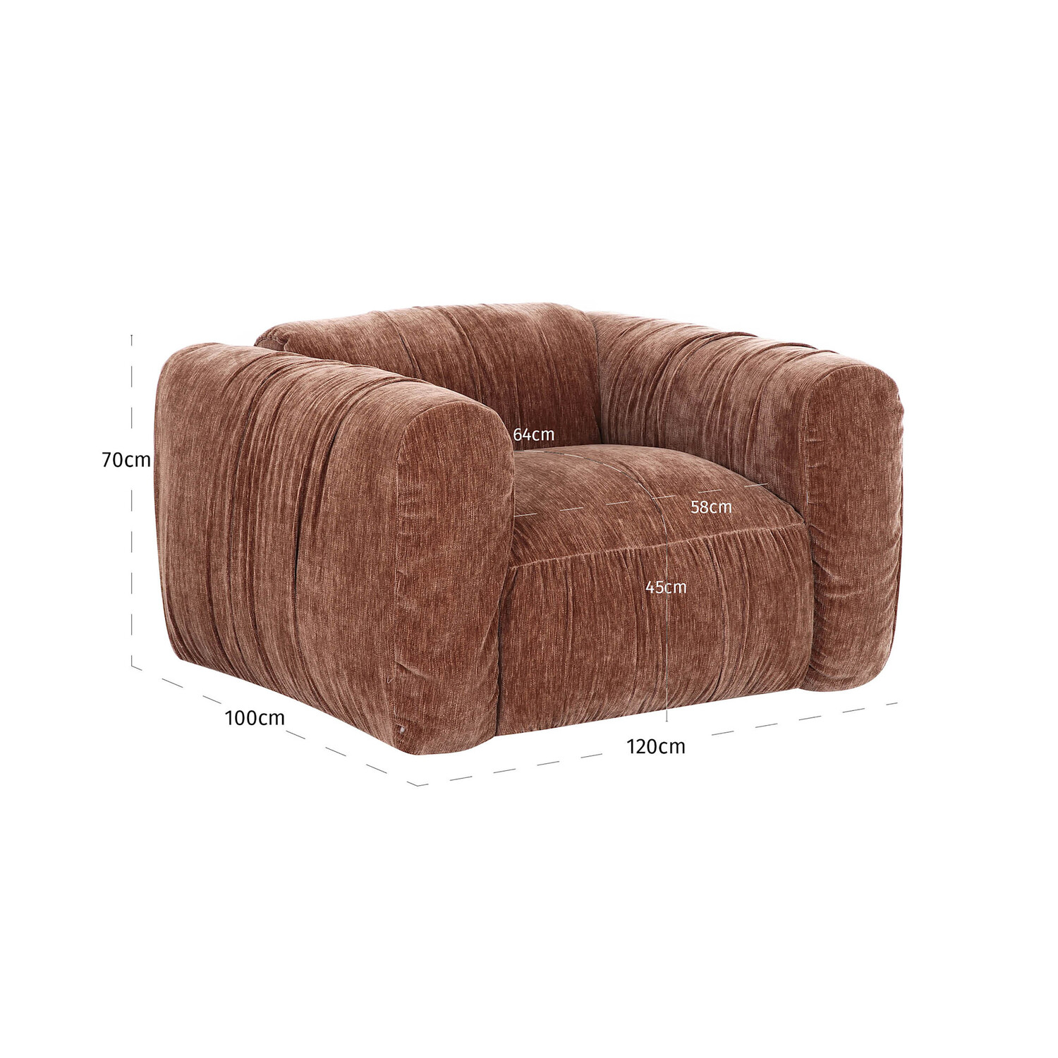 Richmond Interiors Loungestoel fauteuil Monty be straight coffee bruin
