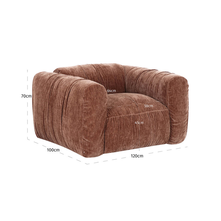 Richmond Interiors Loungestoel fauteuil Monty be straight coffee bruin