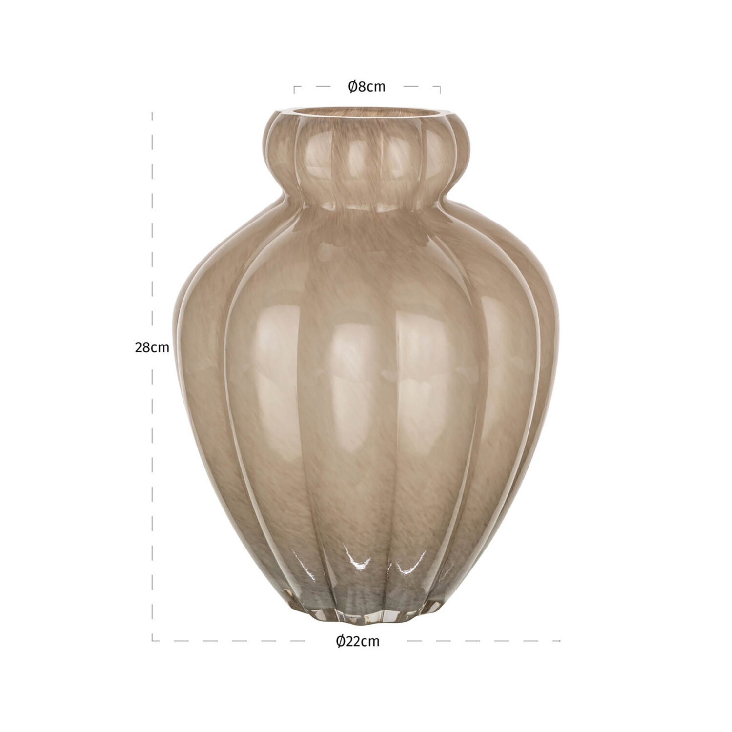 Richmond Interiors Vaas Velora taupe glas 28 cm hoog