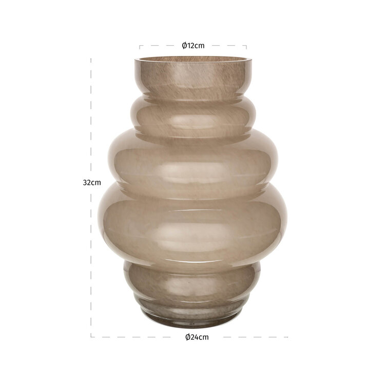 Richmond Interiors Vaas Velora taupe glas 32 cm hoog