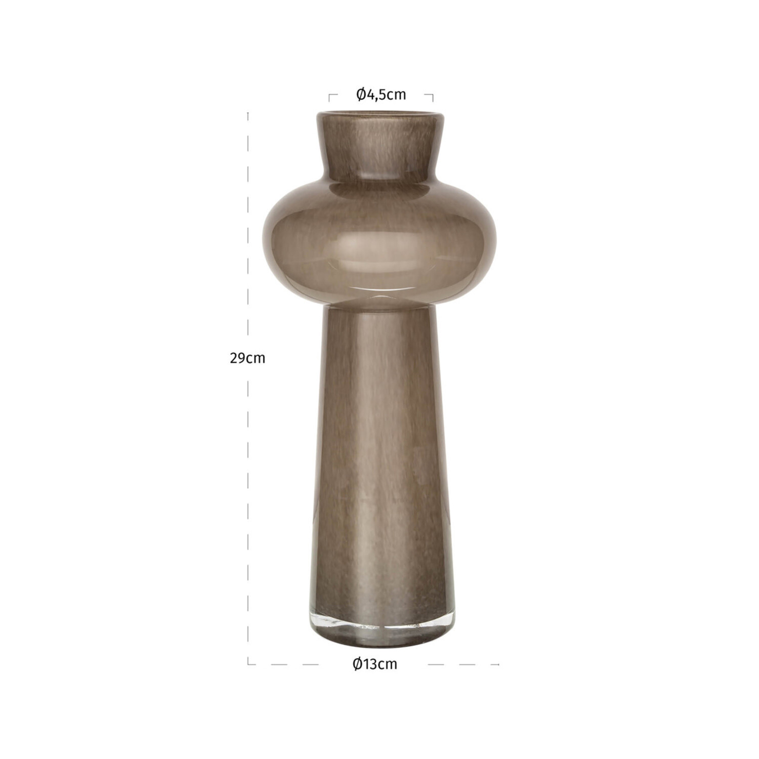 Richmond Interiors Vaas Lunor taupe glas klein