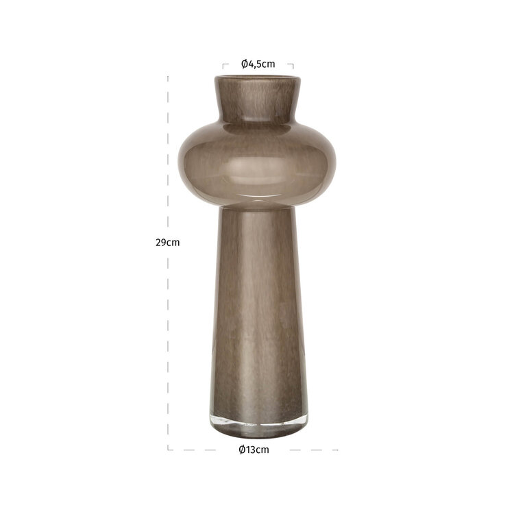 Richmond Interiors Vaas Lunor taupe glas klein