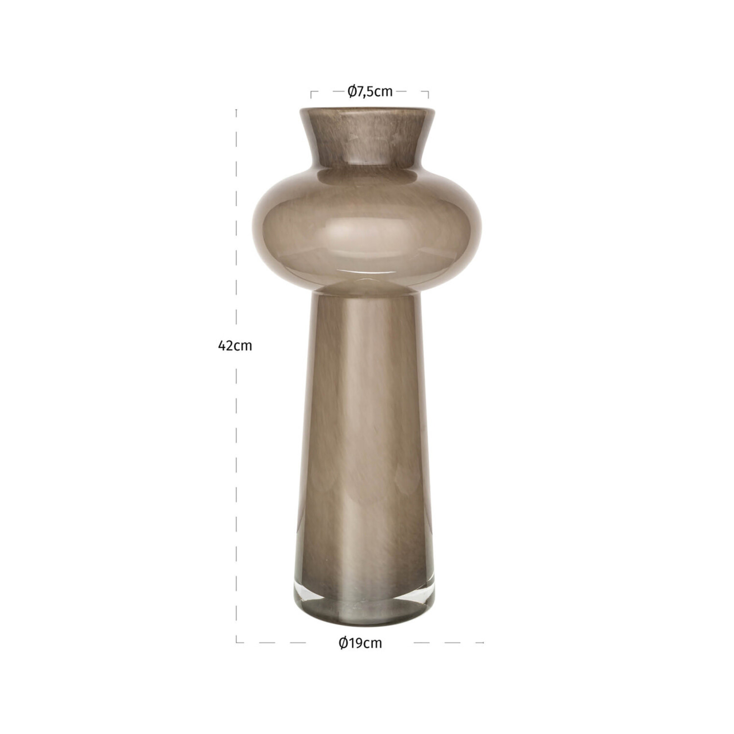 Richmond Interiors Vaas Lunor taupe glas groot