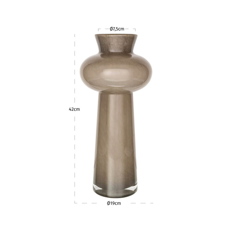 Richmond Interiors Vaas Lunor taupe glas groot
