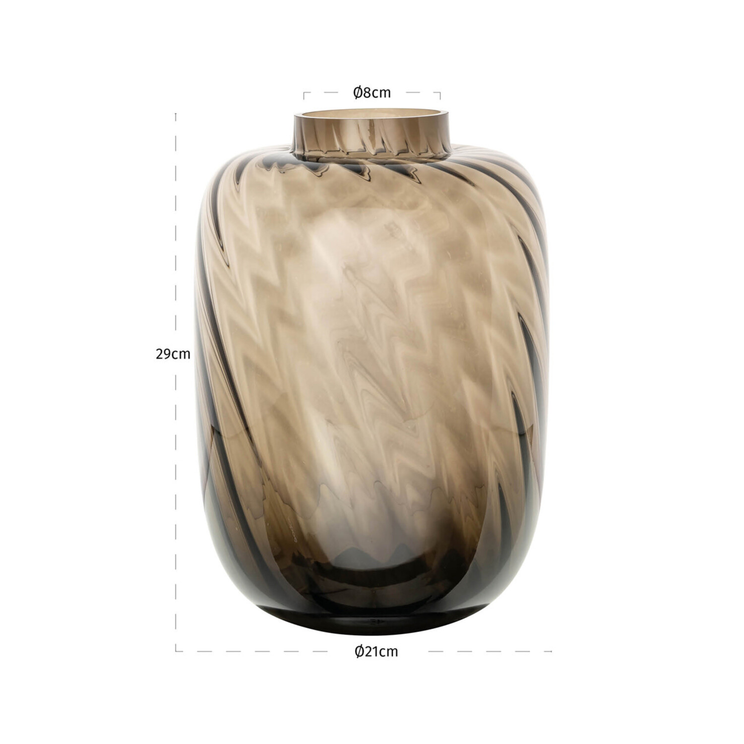 Richmond Interiors Vaas Elora brown bruin glas klein