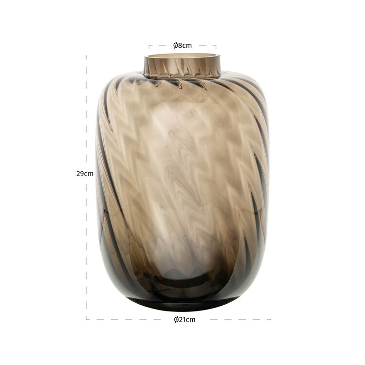 Richmond Interiors Vaas Elora brown bruin glas klein