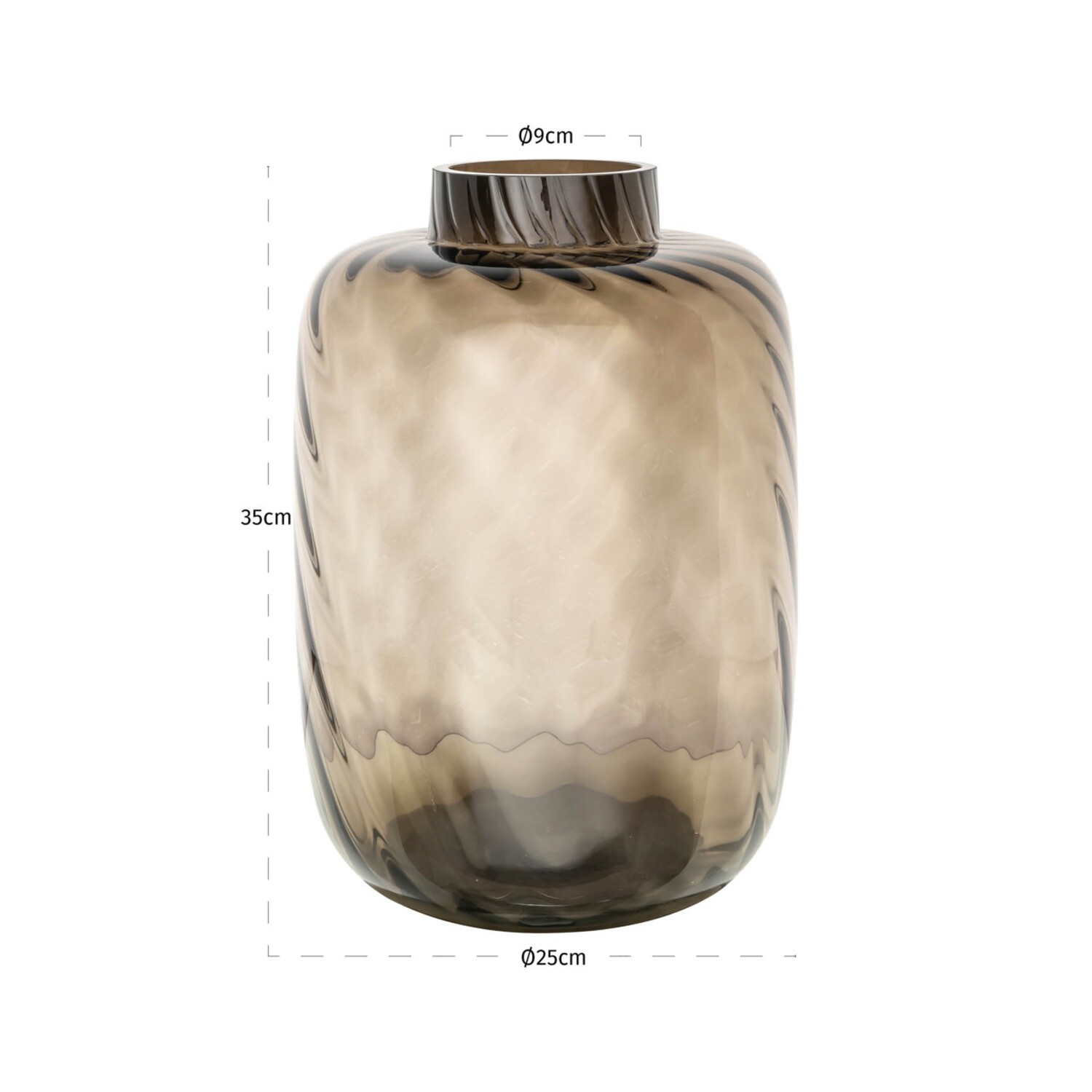 Richmond Interiors Vaas Elora brown bruin glas groot