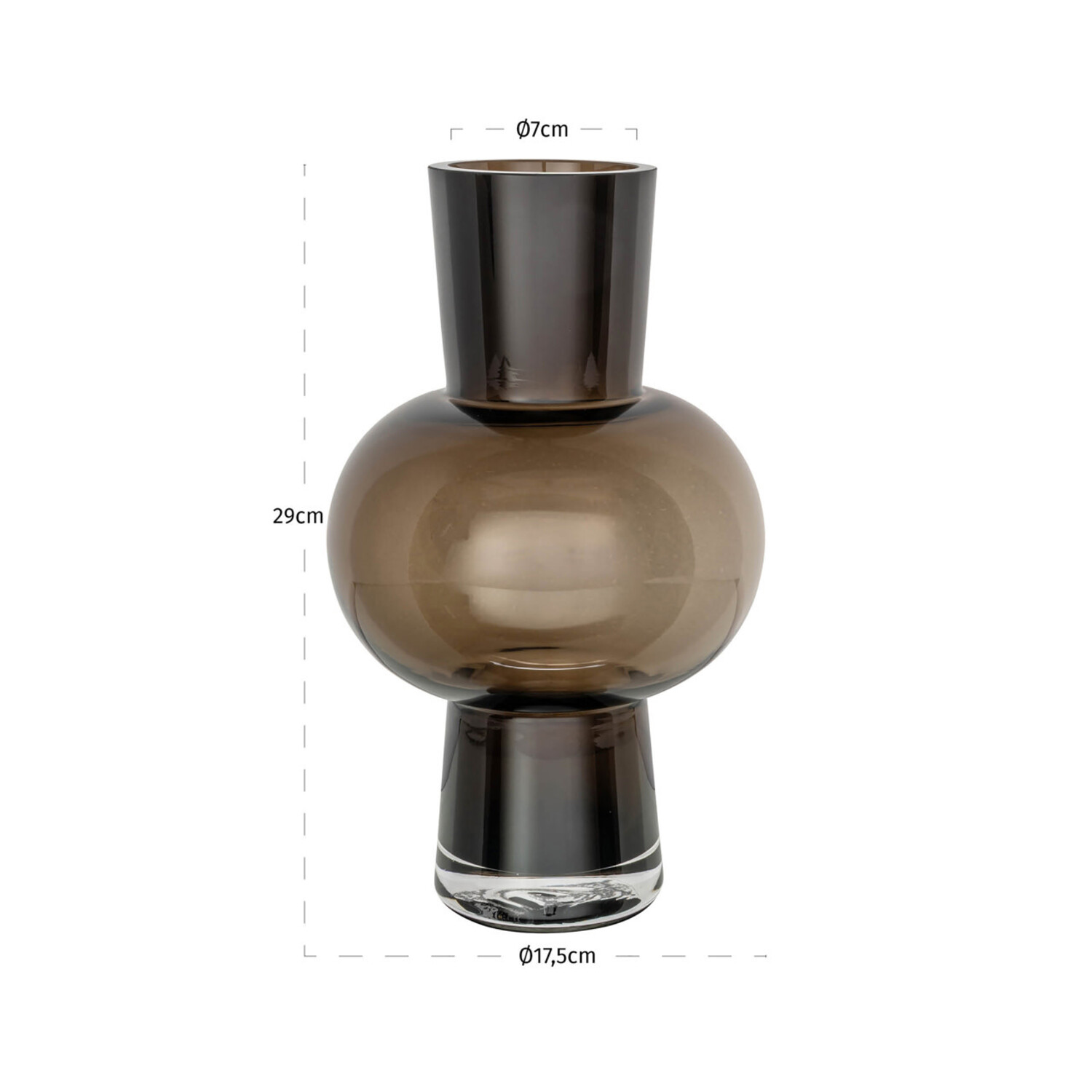 Richmond Interiors Vaas Liora brown bruin glas klein