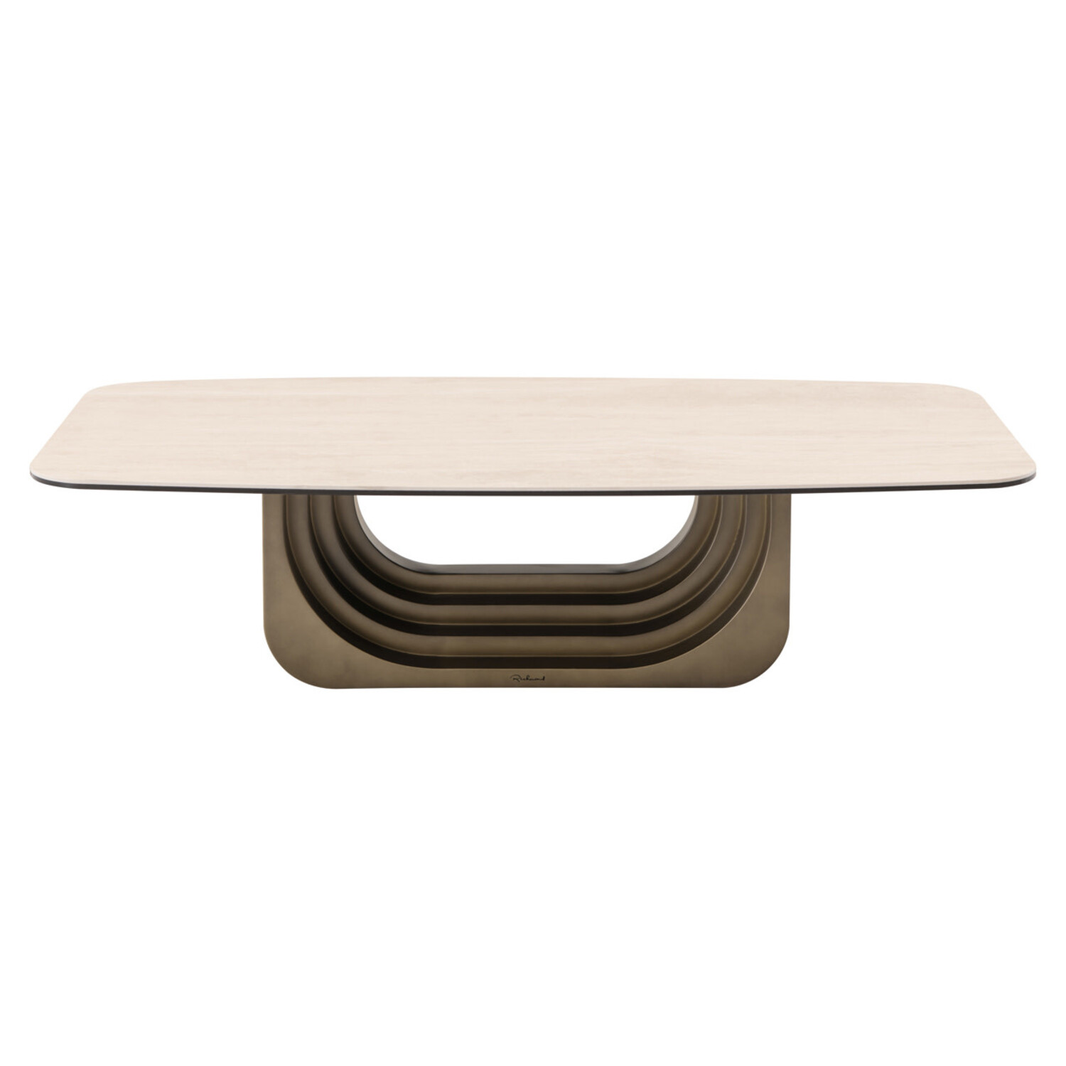 Richmond Interiors Salontafel Maxfield ovaal keramiek beige glas